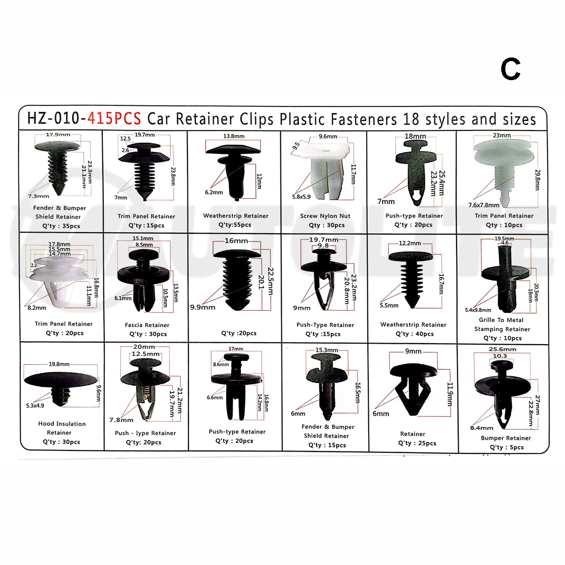 Caja-de-Grapas-Clip-Automótriz-Surtidos-299-Piezas-HZ-13-(2.1C)