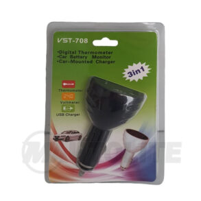 Voltímetro digital, termómetro y cargador, Dual USB