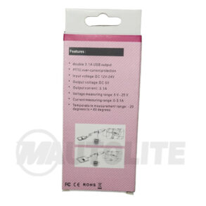 Voltímetro digital, amperímetro, termómetro y cargador